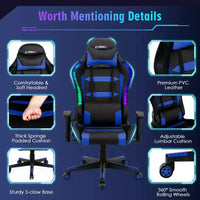 Chaise de jeu Costway pivotante et réglable avec lumières LED et télécommande