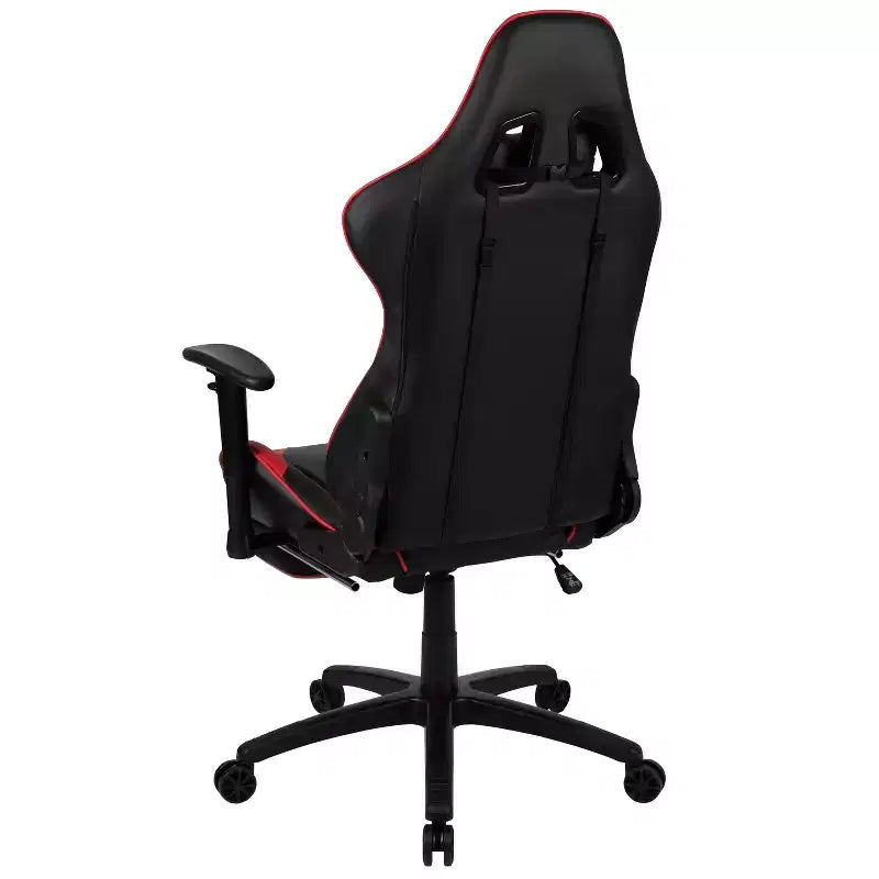 Chaise de jeu inclinable en similicuir BlackArc – Accoudoirs pivotants réglables en hauteur, repose-pieds escamotable, oreillers de tête et lombaires