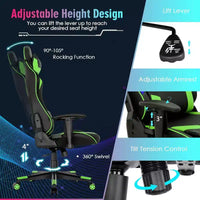 Chaise gaming Costway pivotante réglable pour ordinateur avec lumières LED dynamiques