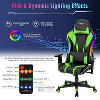 Chaise gaming Costway pivotante réglable pour ordinateur avec lumières LED dynamiques
