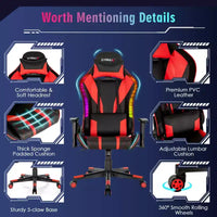 Chaise gaming Costway pivotante réglable pour ordinateur avec lumières LED dynamiques