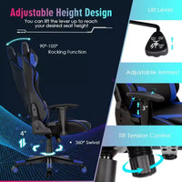 Chaise gaming Costway pivotante réglable pour ordinateur avec lumières LED dynamiques