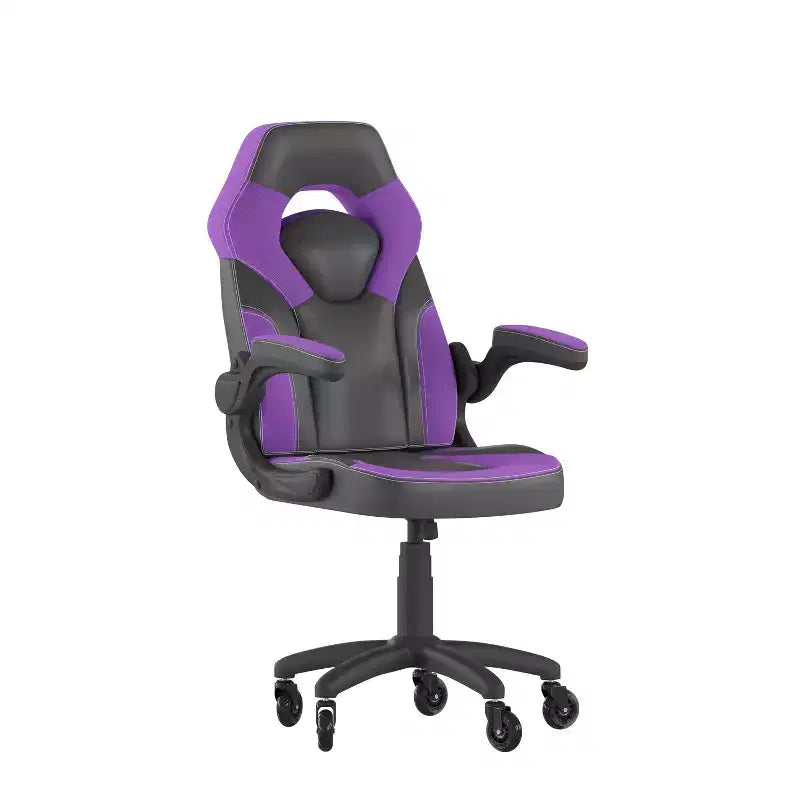 Fauteuil de jeu Flash Furniture X10, Chaise de bureau, d'ordinateur ou de PC de course, avec accoudoirs relevables et roulettes transparentes