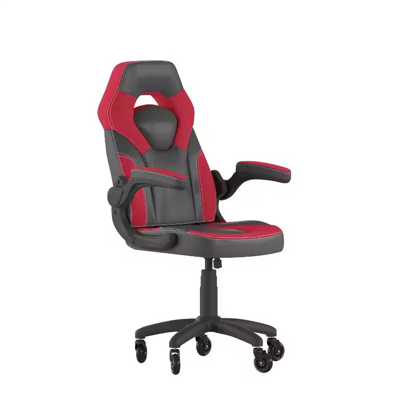 Fauteuil de jeu Flash Furniture X10, Chaise de bureau, d'ordinateur ou de PC de course, avec accoudoirs relevables et roulettes transparentes