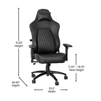 Flash Furniture Falco Chaise de jeu ergonomique à dossier haut réglable avec accoudoirs 4D, oreiller appui-tête et support lombaire réglable