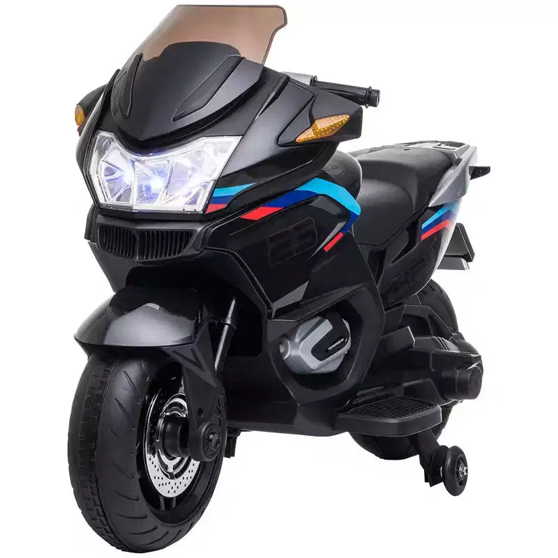 Moto Aosom pour enfants avec roues d'entraînement, jouet porteur au design de moteur rugissant pour les 3-8 ans, mini-moto à haute adhérence avec musique lumineuse