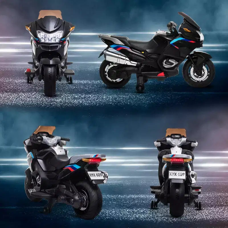 Moto Aosom pour enfants avec roues d'entraînement, jouet porteur au design de moteur rugissant pour les 3-8 ans, mini-moto à haute adhérence avec musique lumineuse
