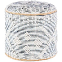 Sibille pouf cylindrique bohème en denim de 18 pouces