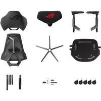 Chaise de jeu ergonomique ASUS ROG Destrier, esthétique cyborg futuriste, réglages polyvalents du siège, mode de support de bras pour le jeu mobile, panneau acoustique