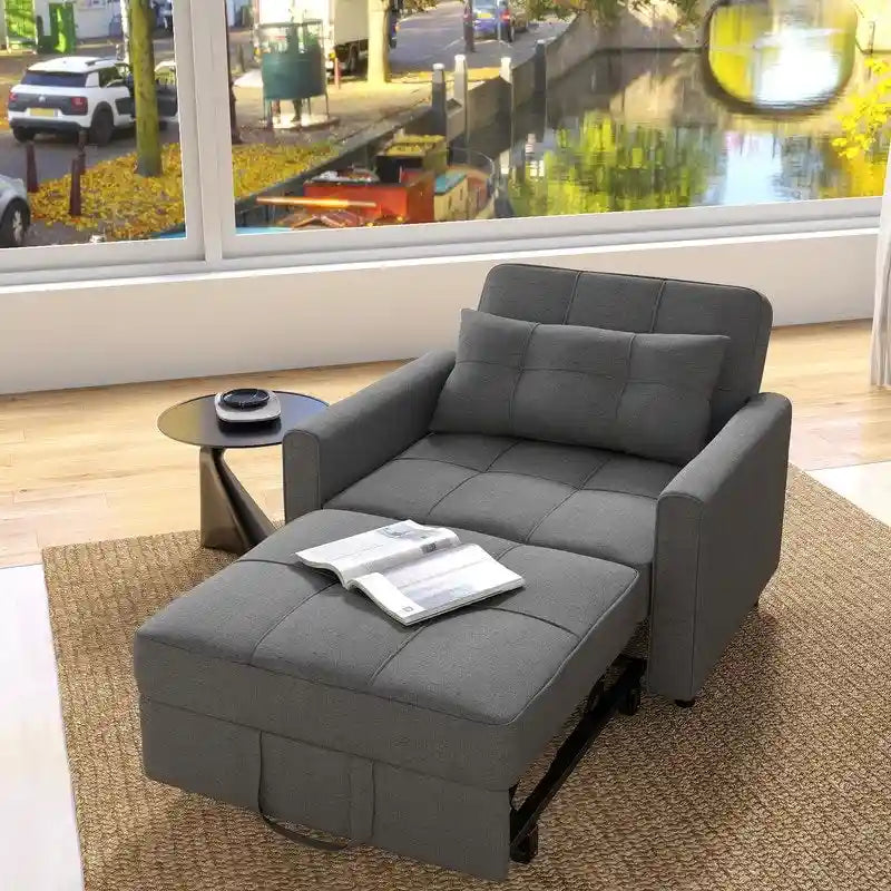 Fauteuil-lit escamotable 3 en 1, fauteuil convertible réglable pliable, canapé de détente capitonné