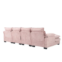 Canapé Sectionnel Canapé Nuage pour Salon, Canapé Moderne Forme U en Chenille/Bouclette, Canapé-Lit Modulable Confortable avec Double Méridienne
