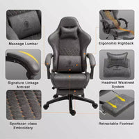 Chaise de jeu réglable avec support lombaire massant et repose-pieds rétractable - Dowinx