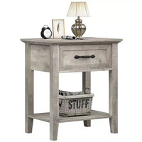 Table de chevet polyvalente Garvee pour chambre, chambre d'enfant, salon, table d'appoint avec tiroir de rangement, montage facile, gris