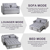 Causeuse de futon moderne en velours avec dossier inclinable et poches, 2 places – Gris foncé / Gris clair / Bleu / Noir