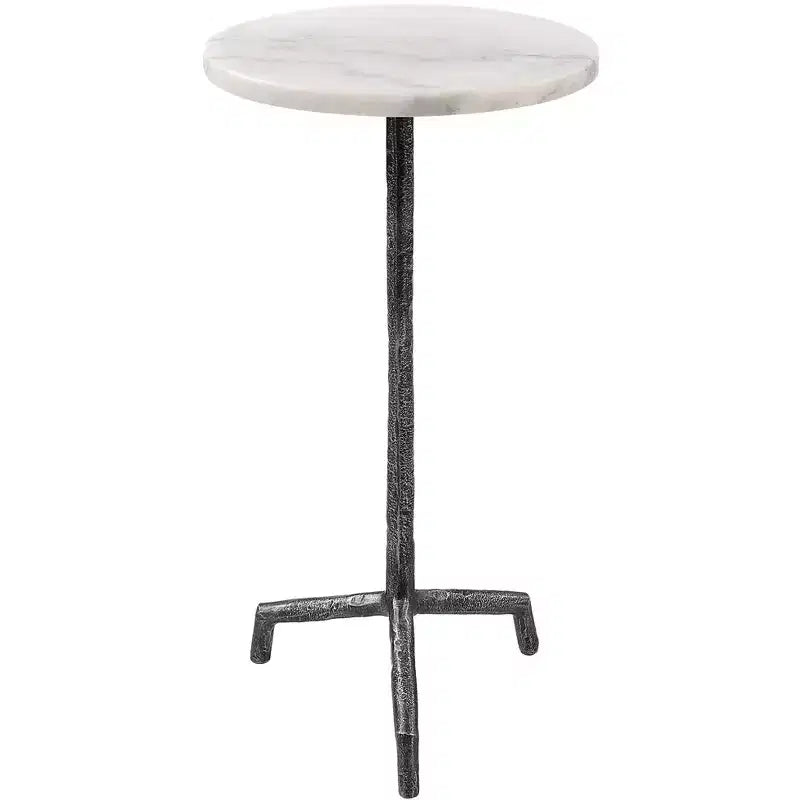 Table d'appoint ronde Puritan 12W en fer noir vieilli et marbre blanc d'Uttermost