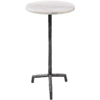 Table d'appoint ronde Puritan 12W en fer noir vieilli et marbre blanc d'Uttermost