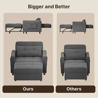 Fauteuil-lit escamotable 3 en 1, fauteuil convertible réglable pliable, canapé de détente capitonné