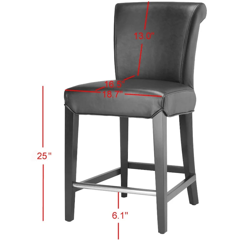Tabouret de comptoir en similicuir noir Jenelle de SAFAVIEH - 18,7 L x 23 P x 36,4 H - 19Lx23Px36H