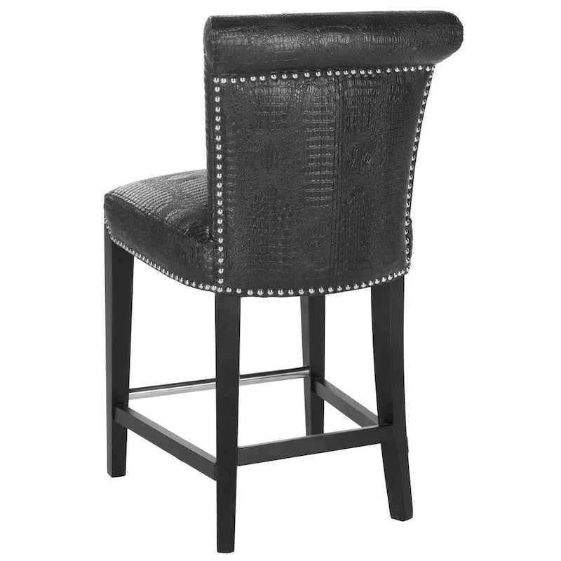 Tabouret de comptoir en similicuir noir Jenelle de SAFAVIEH - 18,7 L x 23 P x 36,4 H - 19Lx23Px36H