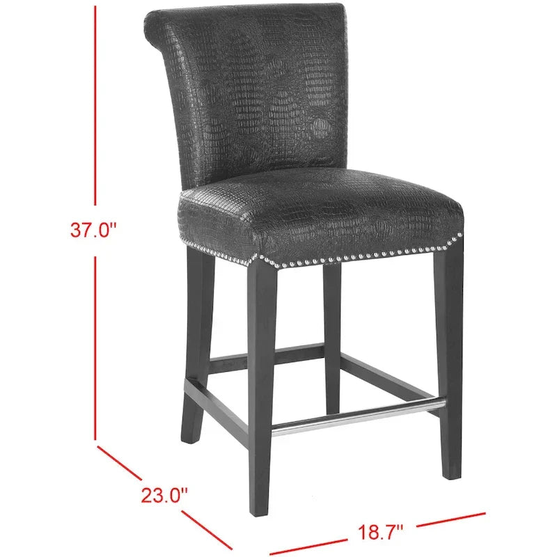 Tabouret de comptoir en similicuir noir Jenelle de SAFAVIEH - 18,7 L x 23 P x 36,4 H - 19Lx23Px36H