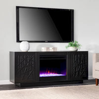 Meuble TV média avec foyer électrique à changement de couleur et rangement Delauro de SEI Furniture