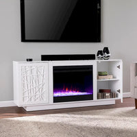 Meuble TV média avec foyer électrique à changement de couleur et rangement Delauro de SEI Furniture