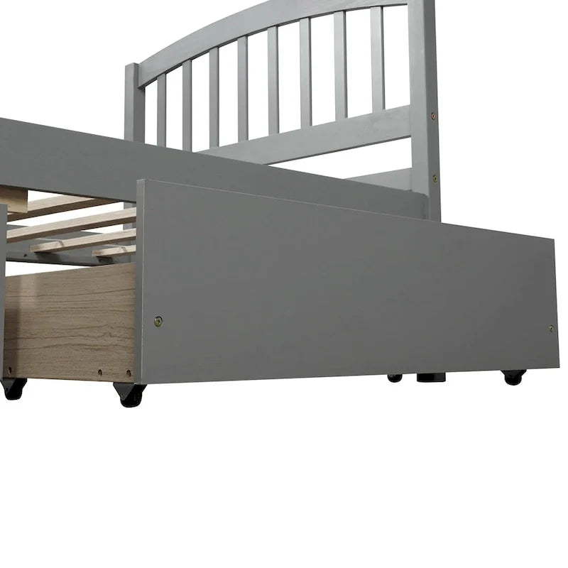 Lit de rangement plateforme en bois, taille double, avec tiroirs