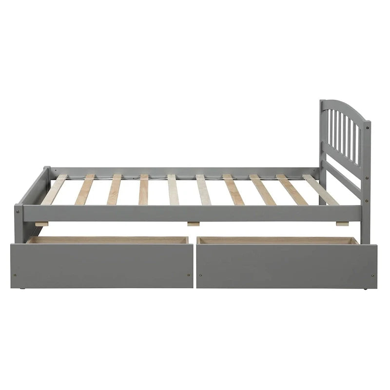 Lit de rangement plateforme en bois, taille double, avec tiroirs