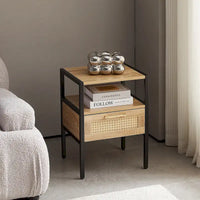 Table de chevet 1 tiroir en rotin