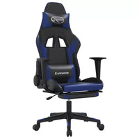 Chaise gaming vidaXL avec repose-pieds, noir et bleu, similicuir
