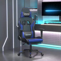 Chaise gaming vidaXL avec repose-pieds, noir et bleu, similicuir