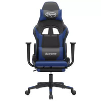 Chaise gaming vidaXL avec repose-pieds, noir et bleu, similicuir