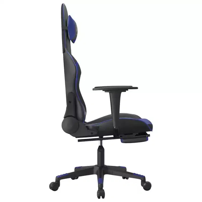 Chaise gaming vidaXL avec repose-pieds, noir et bleu, similicuir