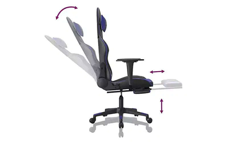 Chaise gaming vidaXL avec repose-pieds, noir et bleu, similicuir