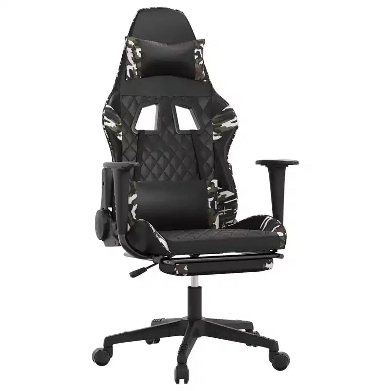 Chaise gaming vidaXL avec repose-pieds, noir et camouflage, similicuir