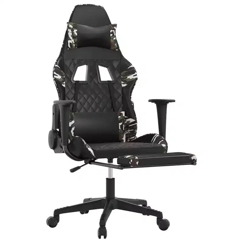 Chaise gaming vidaXL avec repose-pieds, noir et camouflage, similicuir
