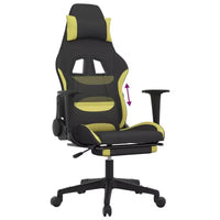 vidaXL Chaise de jeu avec repose-pieds, noir et vert clair, tissu