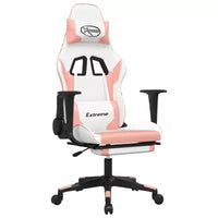 vidaXL Fauteuil de jeu avec repose-pieds, blanc et rose, similicuir