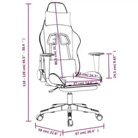 vidaXL Fauteuil de jeu avec repose-pieds, blanc et rose, similicuir