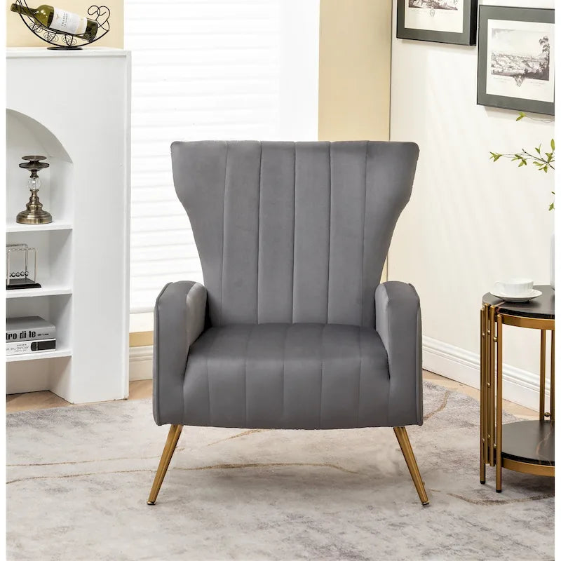 Fauteuil en velours à accoudoirs carrés Kaleigh 27.6W