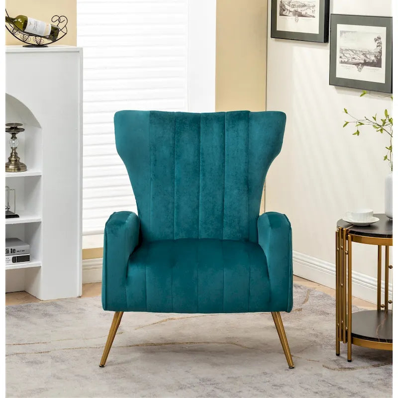 Fauteuil en velours à accoudoirs carrés Kaleigh 27.6W