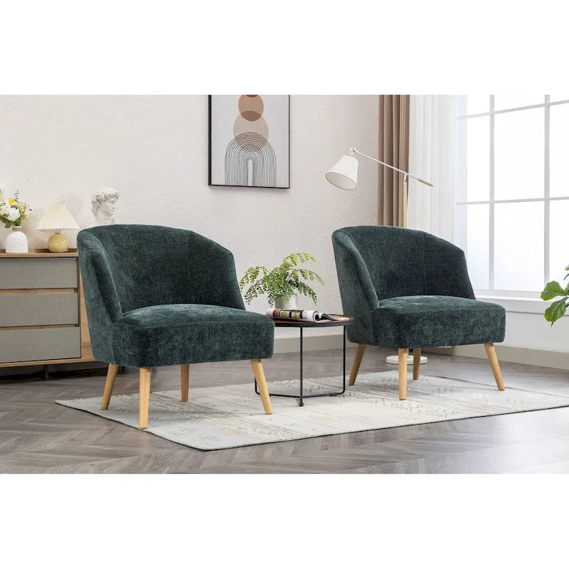 Fauteuil d'appoint en velours côtelé Quilla de Porthos Home avec pieds en bois d'hévéa