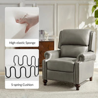 Lot de 2 Fauteuils Inclinables Gabriela en Cuir Véritable Milieu de Siècle Moderne avec Clous Décoratifs par HULALA HOME