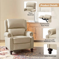 Lot de 2 Fauteuils Inclinables Gabriela en Cuir Véritable Milieu de Siècle Moderne avec Clous Décoratifs par HULALA HOME