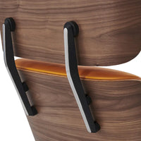 Ensemble Fauteuil et Ottoman en Cuir Véritable Style Mid-Century Moderne