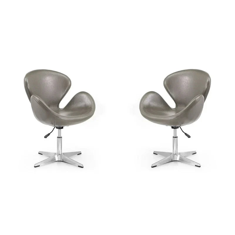 Manhattan Comfort Chaises pivotantes réglables en chrome (lot de 2)