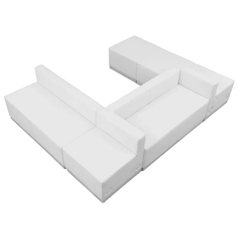 Configuration d'accueil modulable 6 pièces en LeatherSoft avec dossier et assise tendus
