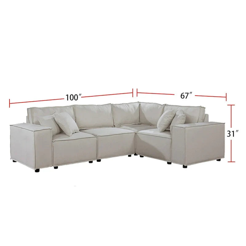 Canapé sectionnel modulable avec ottoman