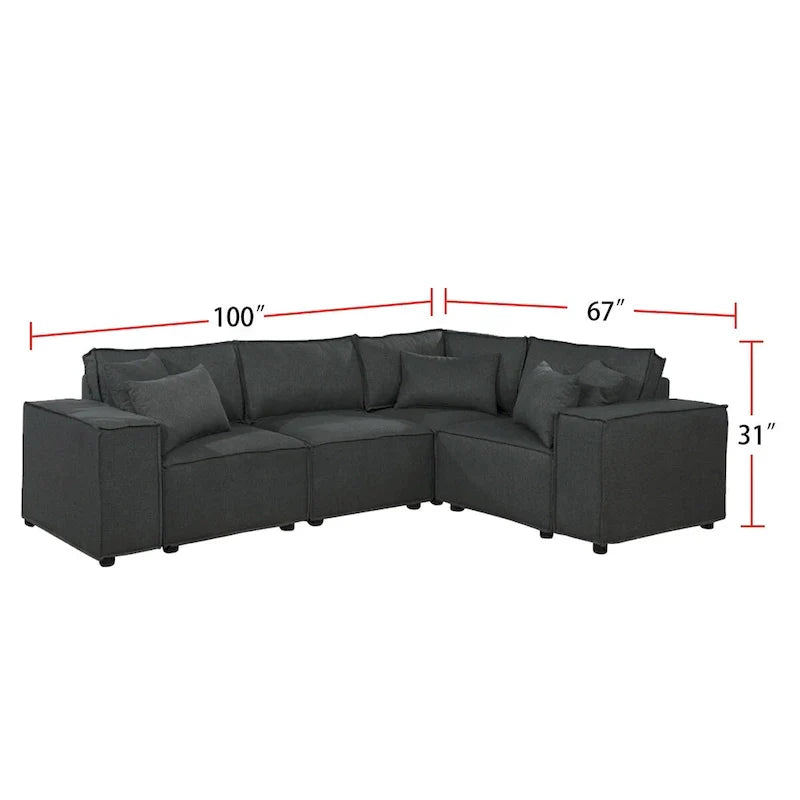 Canapé sectionnel modulable avec ottoman