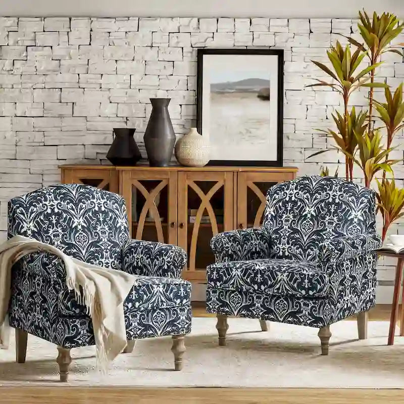 Fauteuil Yahweh Farmhouse avec têtes de clous et accoudoirs roulés par HULALA HOME (Lot de 2)